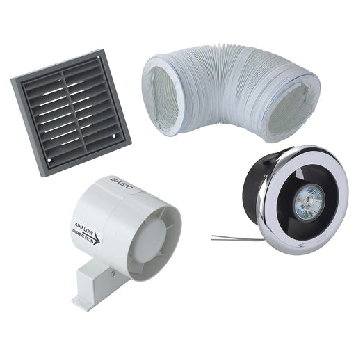 Manrose Bathroom Shower Fan Light Extractor Kit 100mm Thermoplastic VDISL100S - Image 1
