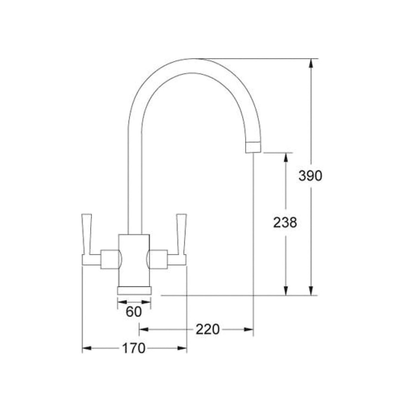 Franke Kitchen Sink Tap Olympus Chrome Effect Faucet Double Lever Mixer - Image 4