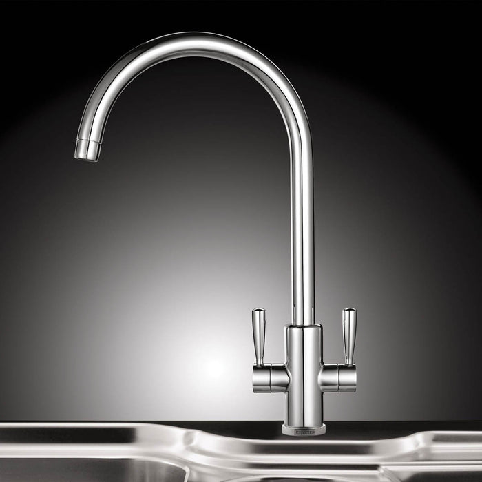 Franke Kitchen Mixer Tap Chrome Effect Double Lever Monobloc Modern Brass - Image 3