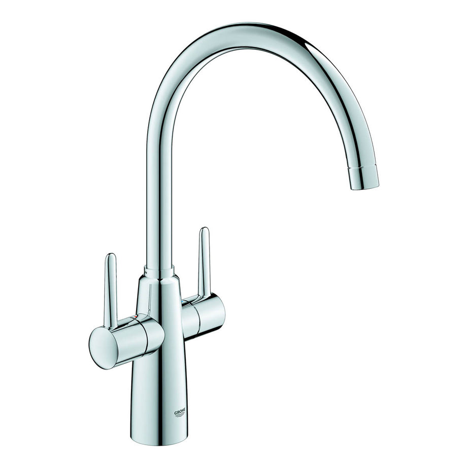 Grohe Kitchen Tap Mixer Monobloc Gloss Chrome Twin Lever Contemporary Faucet - Image 1