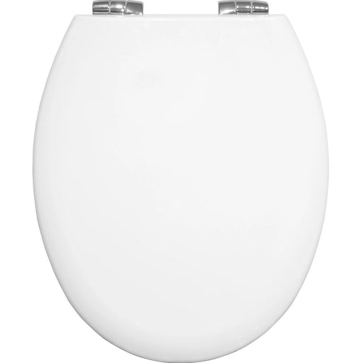 Oval Toilet Seat Soft Close Bathroom Moulded Wood Heavy Duty White Gloss Finish - Image 1