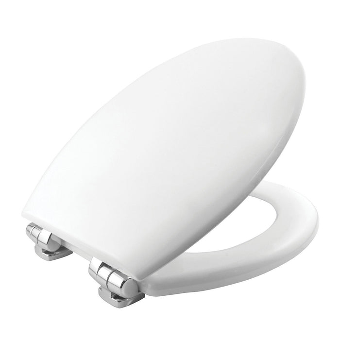 Oval Toilet Seat Soft Close Bathroom Moulded Wood Heavy Duty White Gloss Finish - Image 3