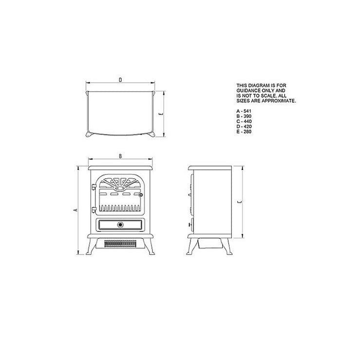 Electric Stove Fireplace Heater Freestanding Log Flame Effect Matt Grey 1.8kW - Image 3