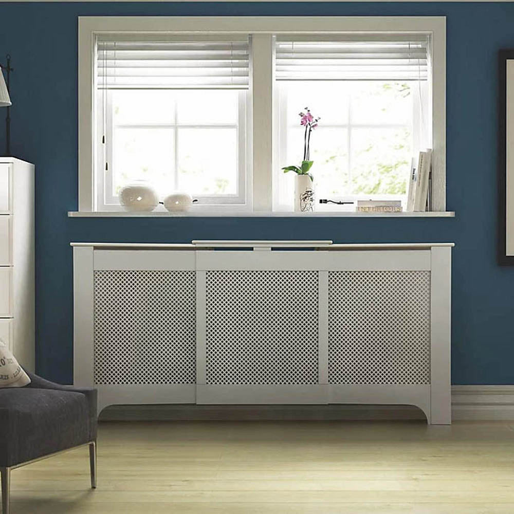 Radiator Cover Cabintet Grill Shelf White MDF Modern Traditional Furniture - Image 2