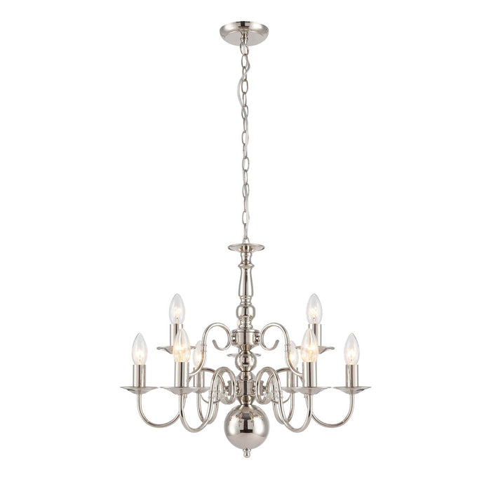 Pendant Ceiling Light Chandelier 9 Way Dimmable Nickel Bedroom Living Room - Image 1