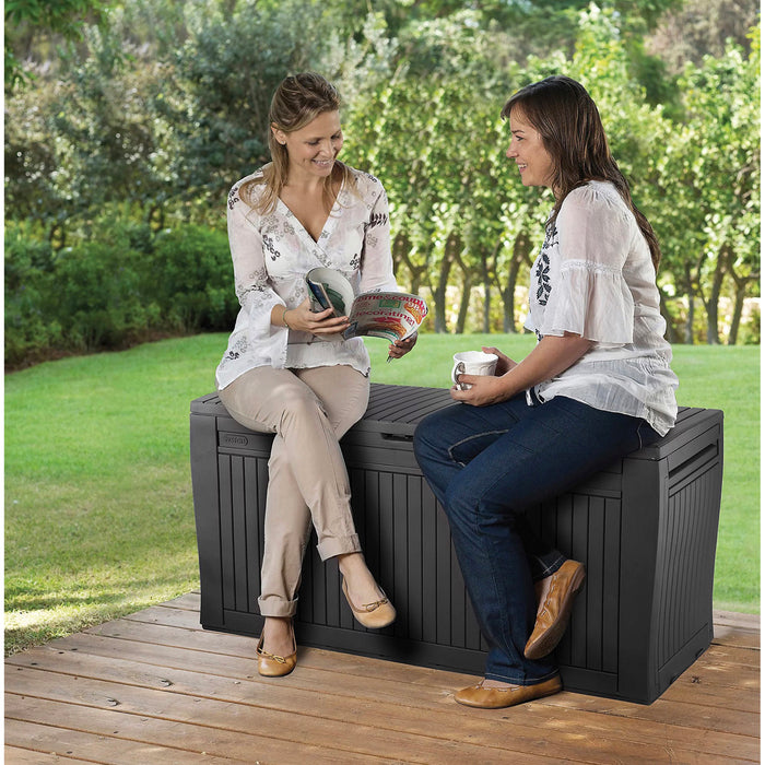 Keter Garden Storage Box Wood Effect Plastic Cushion Outdoor Storage Box 270L - Image 4