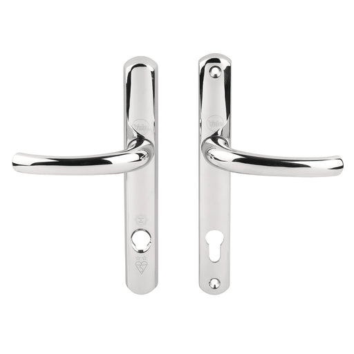 Yale Platinum Lock Door Handle Polished Chrome Effect Stainless Steel Curved - Image 1