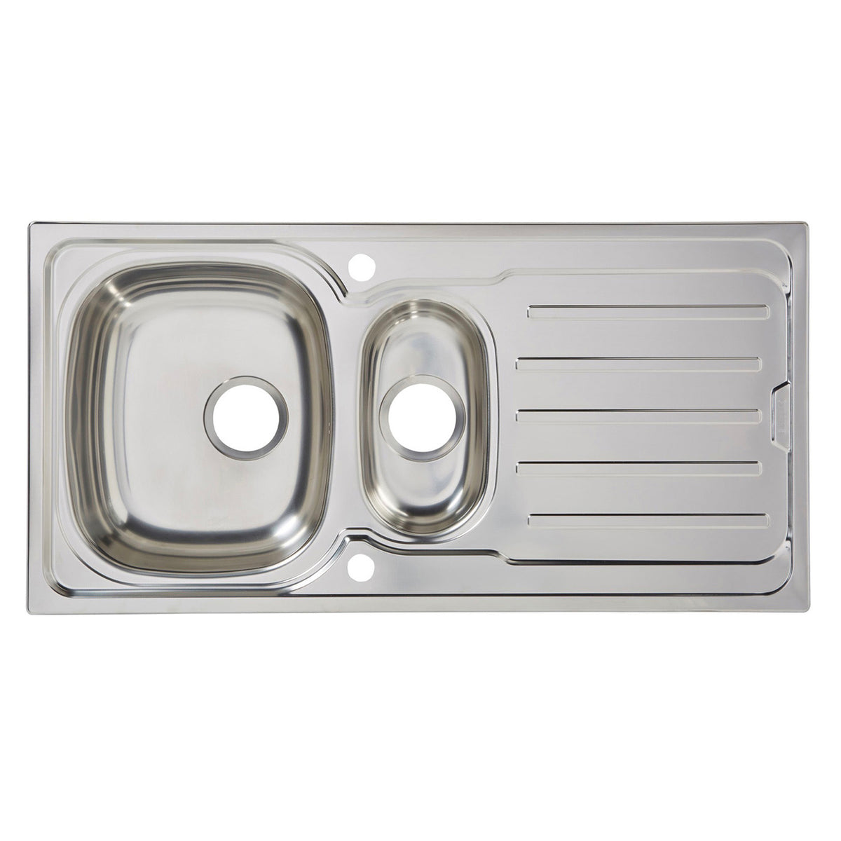 Cooke & Lewis Kirchen 1.5 Bowl Sink Drainer Nakaya Polished Inox Stainless Steel - Image 1