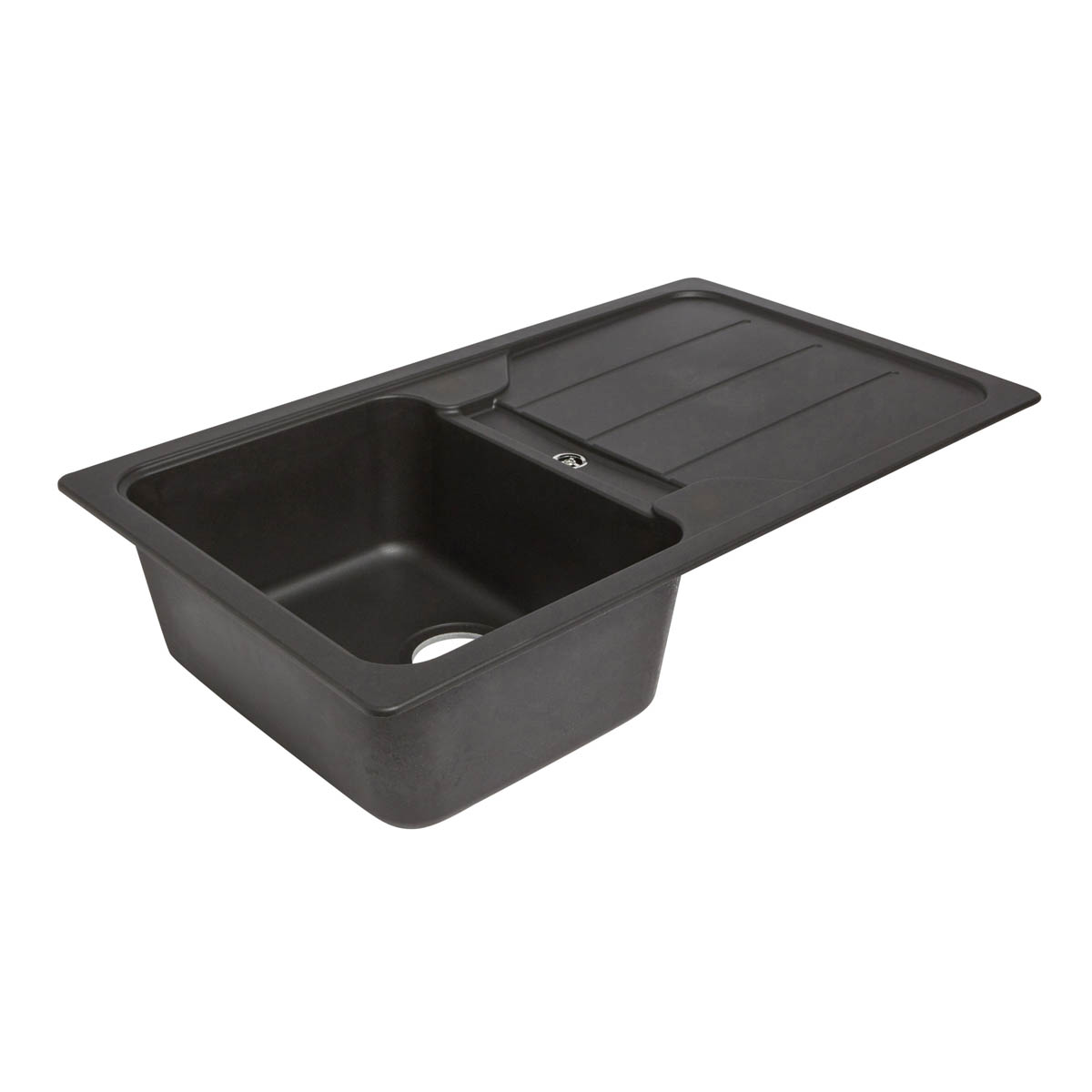 Kitchen Sink Black Composite Quartz 1 Bowl Reversible Drainer Rectangular - Image 2
