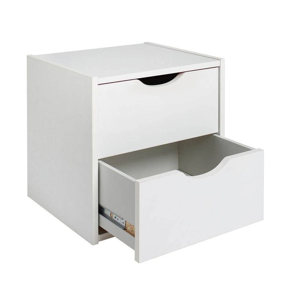 Hartnett Bedside Cabinet Chest 2 Drawer White Modern (H)435 (W)450 (D)388mm - Image 3