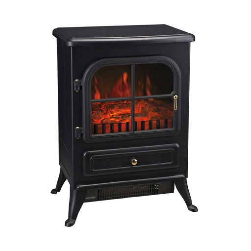 Electric Fireplace Stove Cast Iron Log Effect Freestanding 2 Heat Settings 1850W - Image 1