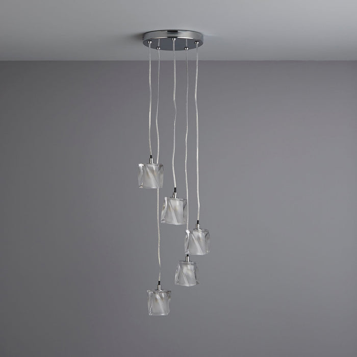 Borrello Ceiling 5 Light Silver Effect 5 Lamp Pendant Light Living Dining Room - Image 1