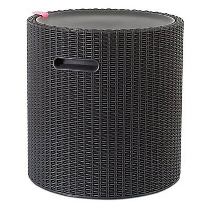 Cool Storage Stool 39L Stylish Side Table Outdoor Rattan Effect Graphite 3In1 - Image 2