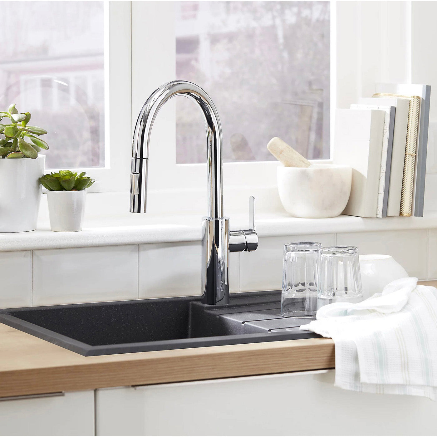 Kitchen Tap Mixer Pull Out Chrome Single Lever Swivel Spout Modern Faucet - Image 5