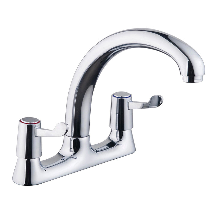 Galleny Deck Tap Chrome Effect Kitchen Mixer Tap Compression Connection - Image 2