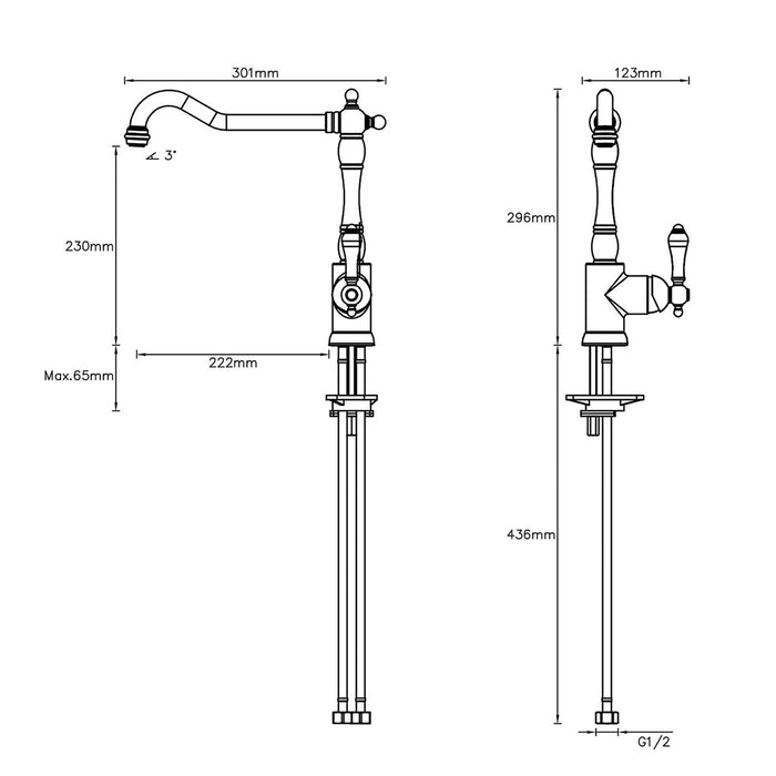 Cooke & Lewis Kitchen Side Lever Tap Belmore Chrome Effect - Image 5