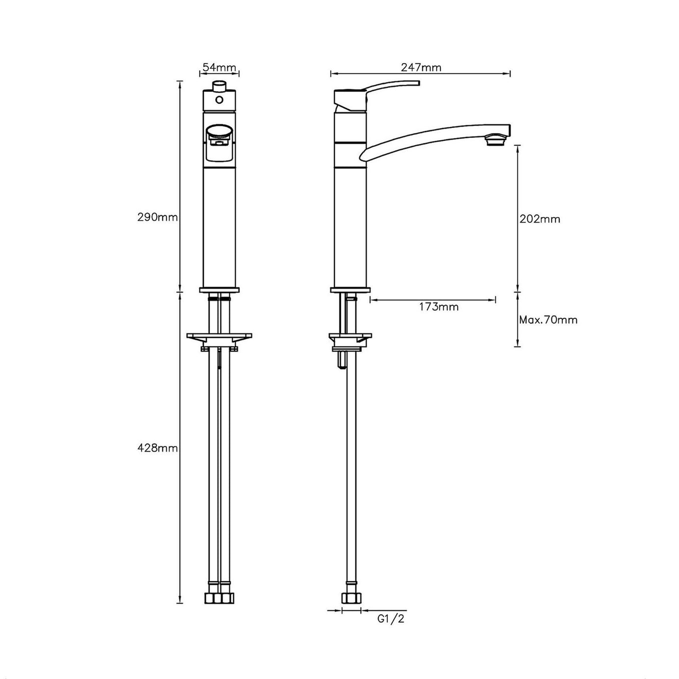 Kitchen Tap Top Single Lever Mixer Tap Swivel Spout Chrome Built-in Aerator - Image 4