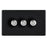 LED Dimmer Switch 3 Gang 2 Way Flat Plate Push-On/Off Rotary Black Screwless - Image 1
