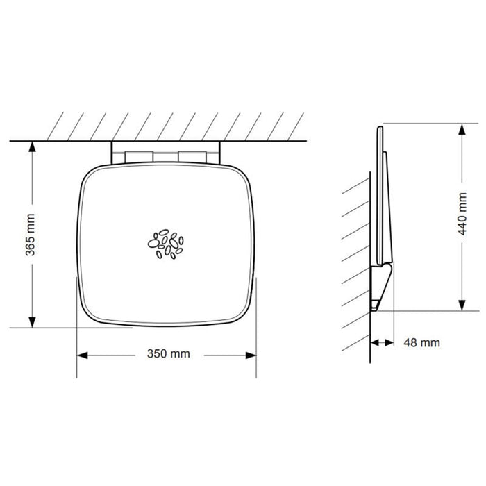 Mira Shower Seat White Chrome Heavy Duty Wall Mounted Folding Bathroom 95.5Kg - Image 2