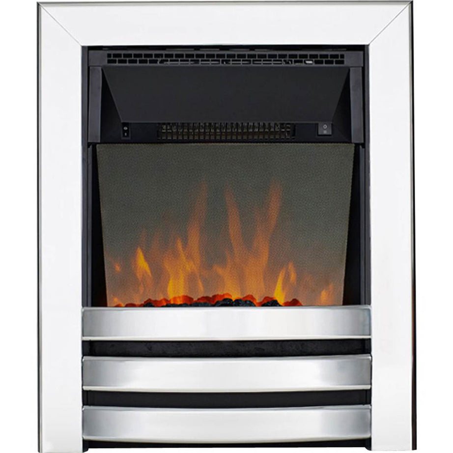 Focal Point Electric Fire 2kW Chrome Flame Effect (H)555mm (W)390mm (D)114mm - Image 1