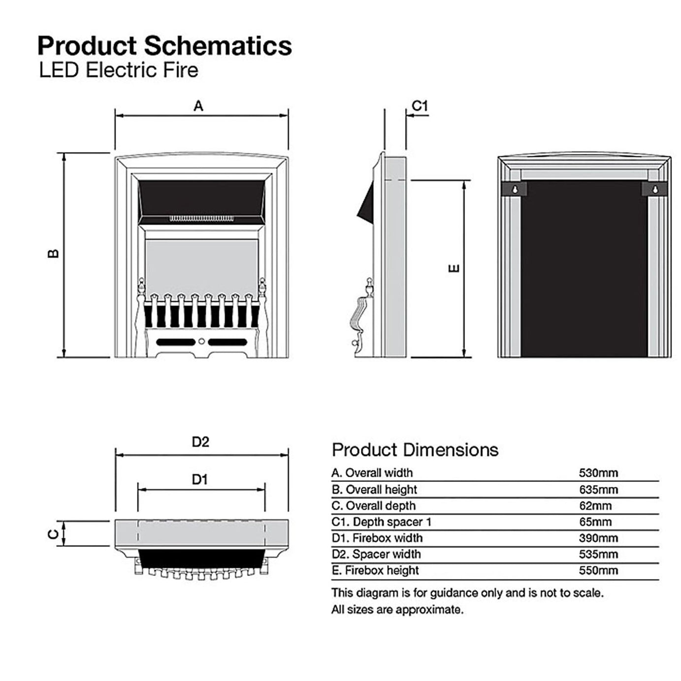 Electric Fireplace Inset Fan Heater LED Flame Effect Chrome Remote Control 2kW - Image 3