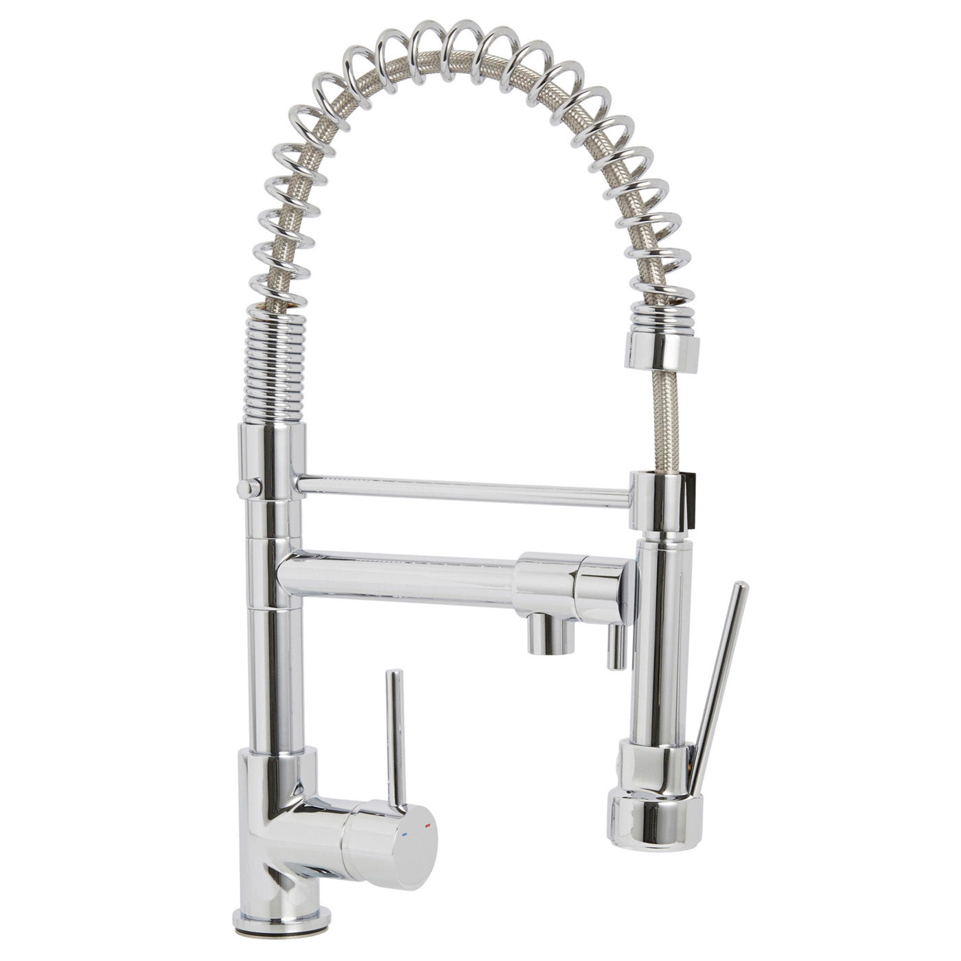 Kitchen Tap Mixer Chrome Single Lever Pull Out Spring Neck Spout Modern Faucet - Image 1