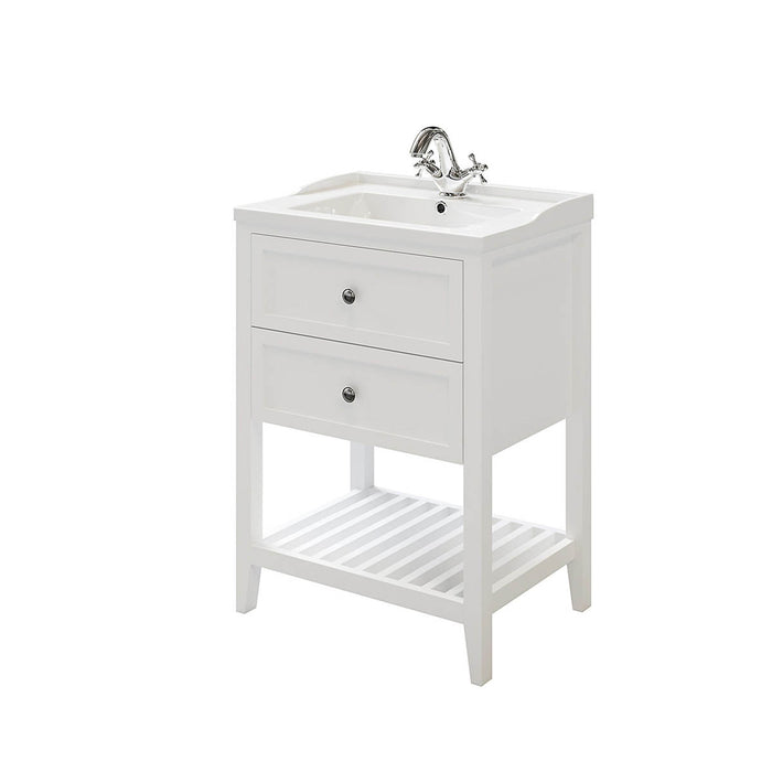 Bathroom Vanity Unit Basin Sink Satin White Freestanding Storage Cabinet - Image 5