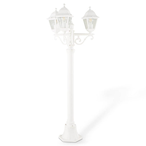 Post Lantern White Aluminium 3 Lamp Halogen Dimmable Outdoor E27 60W (H)2080mm - Image 1