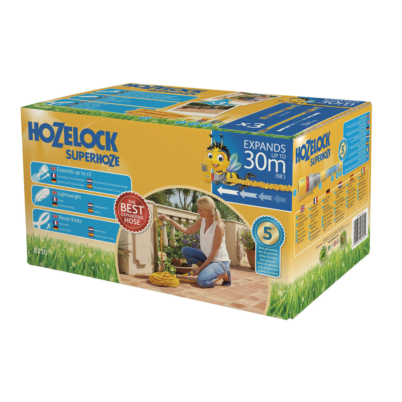 Hozelock Superhoze Expanding Hose Pipe Yellow Dynamic Design Leak Free (L) 30m - Image 1