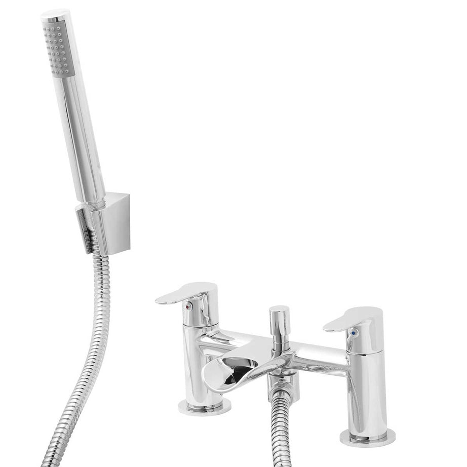 Bath Filler Tap Mixer And Hand Held Set Chrome ¼ Turn Bathroom Brass Modern - Image 2