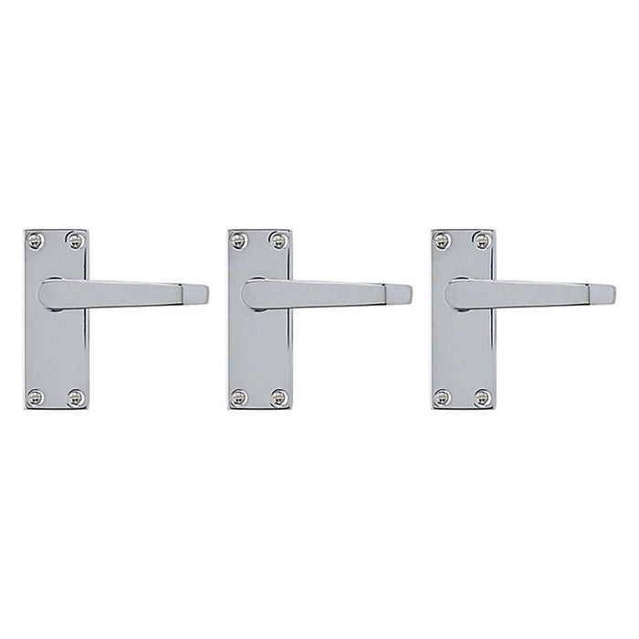 Internal Door Handles Straight Latch Chrome Effect Steel (L)101mm Pack Of 3 - Image 3