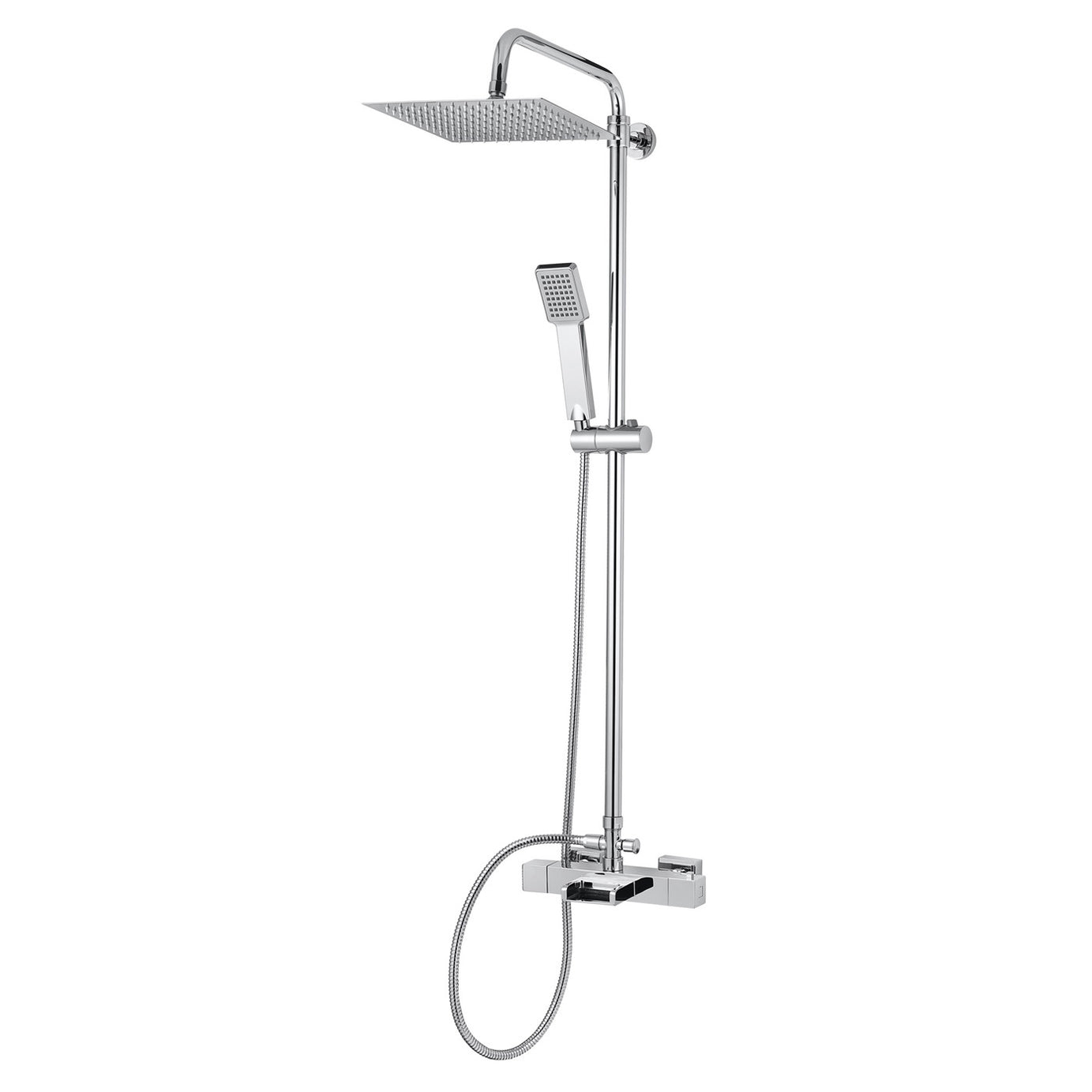 Thermostatic Mixer Shower Single Spray Pattern Twin Square Heads Bathroom - Image 1