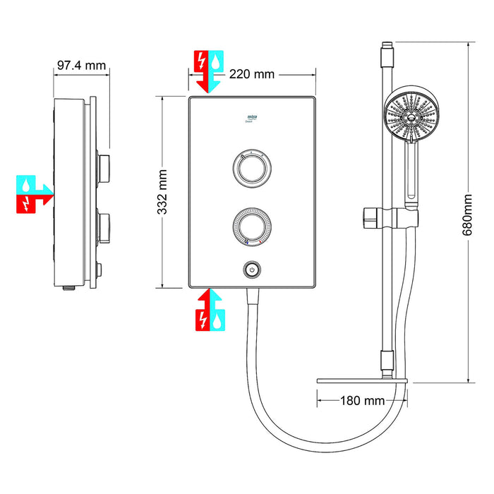 Mira Decor Silver Effect Electric Shower 8.5kW Thermostatic 3 Power Settings - Image 6