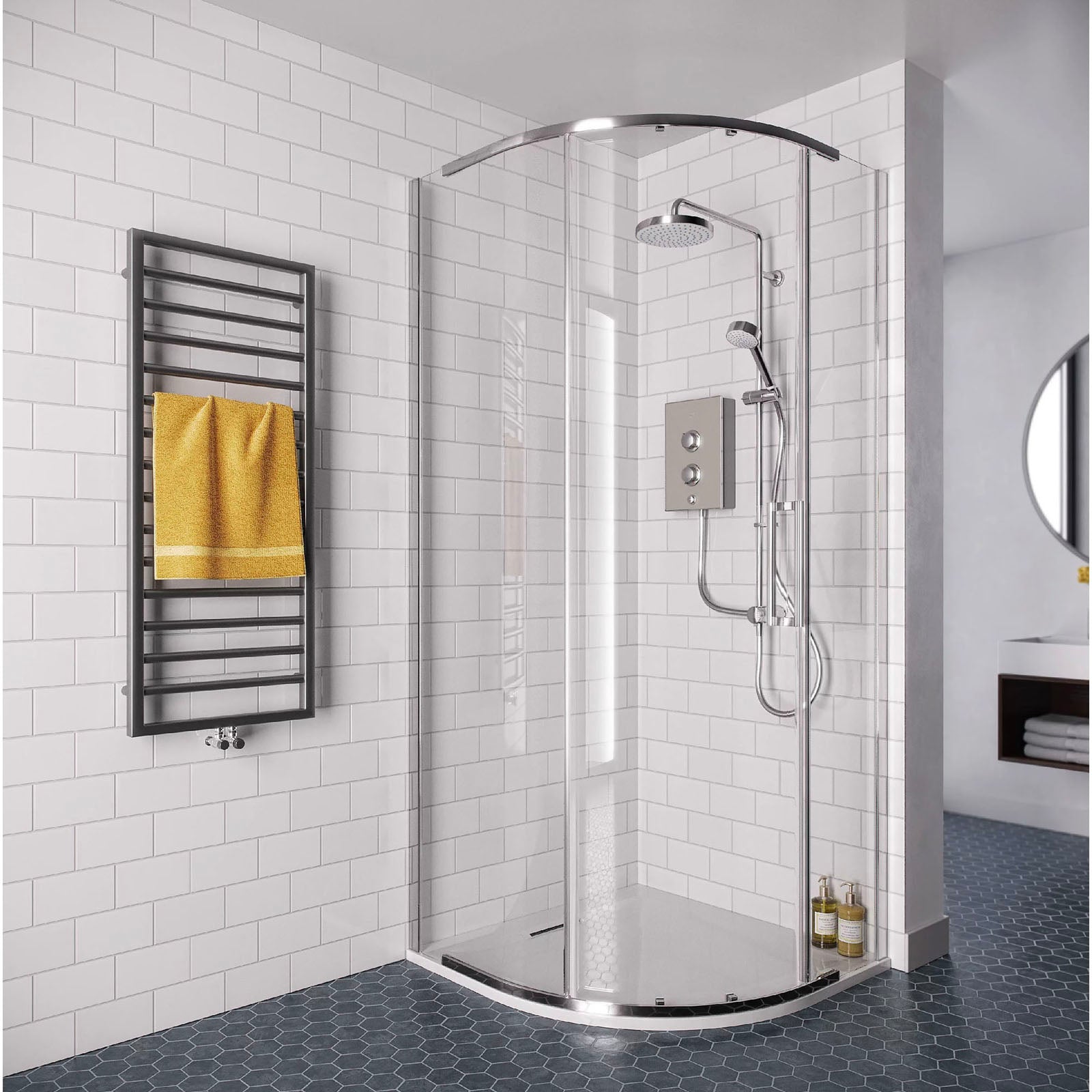 Mira Electric Shower 10.8kW Silver Single Spray Pattern Twin Round Head Bathroom - Image 7
