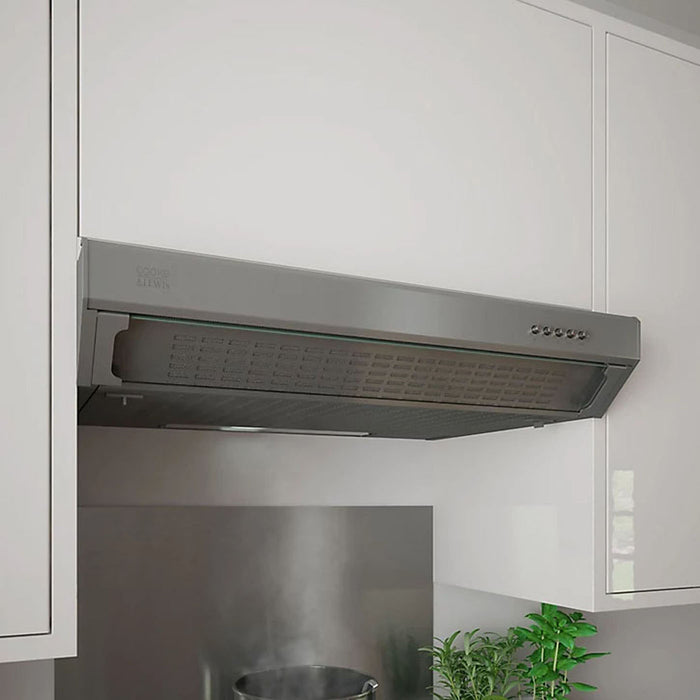Cooke & Lewis Cooker Hood Extractor Fan Kitchen Stainless Steel Grey LED (W)60cm - Image 2