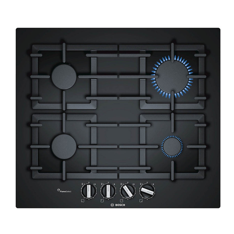 Bosch Gas Hob PPP6A6B90 4 Burners Black Tempered Glass 59cm Kitchen Cooktop - Image 1