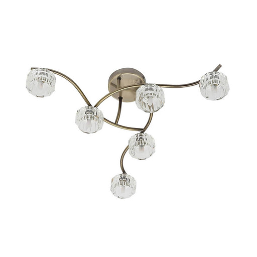 Ceiling Light Allyn 6 Way Lamp Antique Brass G9 Dimmable Living Bedroom 28W - Image 1