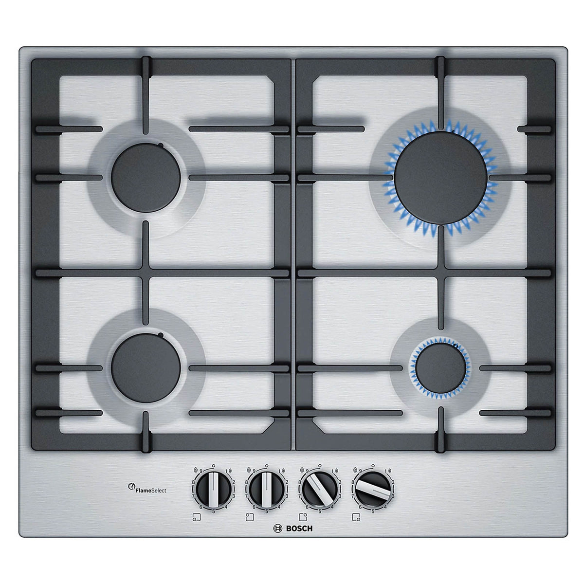 Bosch Gas Hob PCP615B90B 4 Burner 58.2cm Stainless Steel Built-In - Image 1