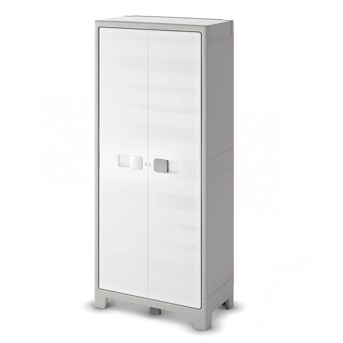 Storage Cabinet Garage Workshop Tall Lockable White 2 Door W80 x H182 x D44 cm - Image 1