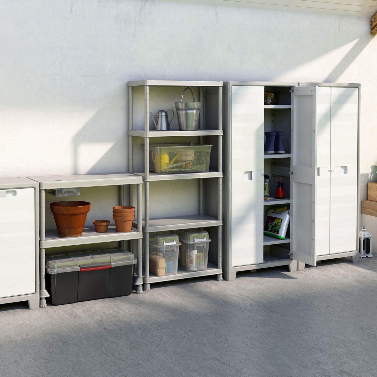 Storage Cabinet Garage Workshop Tall Lockable White 2 Door W80 x H182 x D44 cm - Image 2