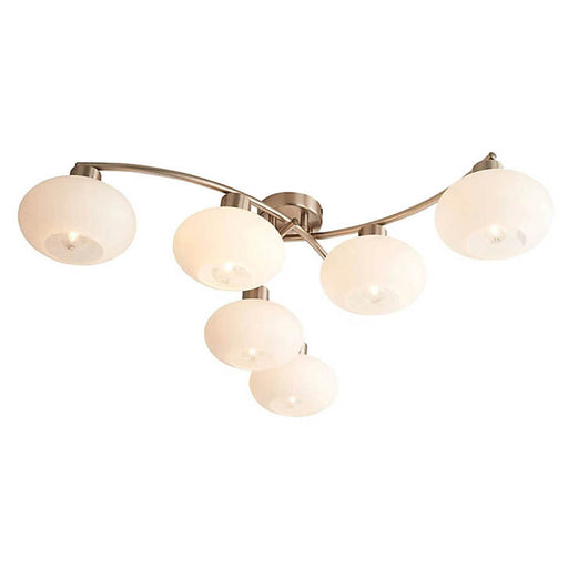 Ceiling Light 6 Way Chrome Frosted Glass Shades Living Room Bedroom Modern 42W - Image 1