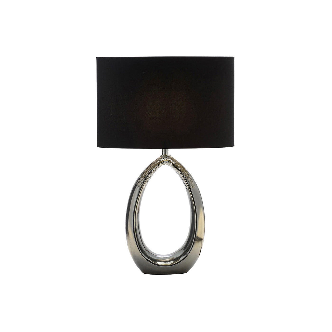 Table Lamp Oval Black Drum Shade Eirene Modern Ceramic Bedside Living Room - Image 5