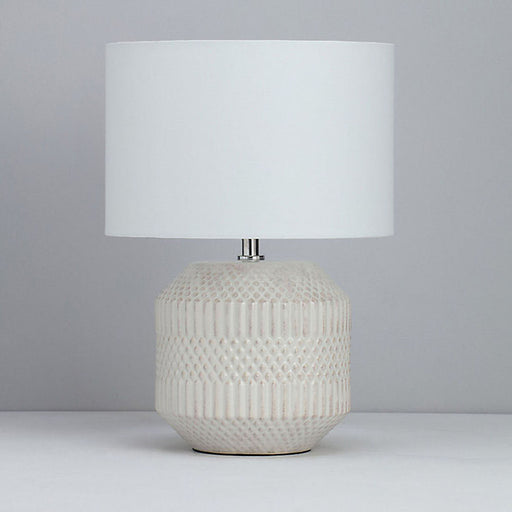 Inlight Table Light Ceramic White Glazed Base Bedside Lamp Round Modern - Image 1