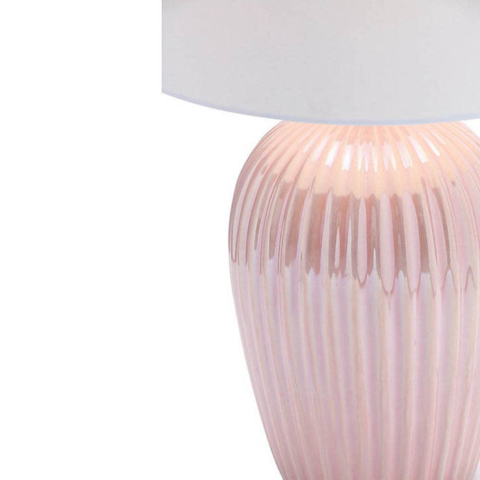 Table Lamp Ceramic Pink Ivory Glazed Bedside Desk Light Modern For Any Room 28W - Image 2