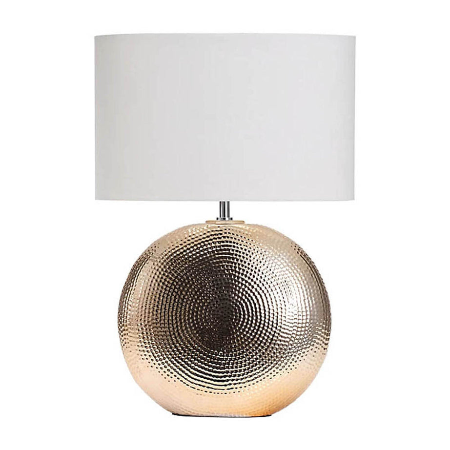 Table Lamp Bedside Light White Shade Ceramic Polished Gold Effect E14 28W - Image 1