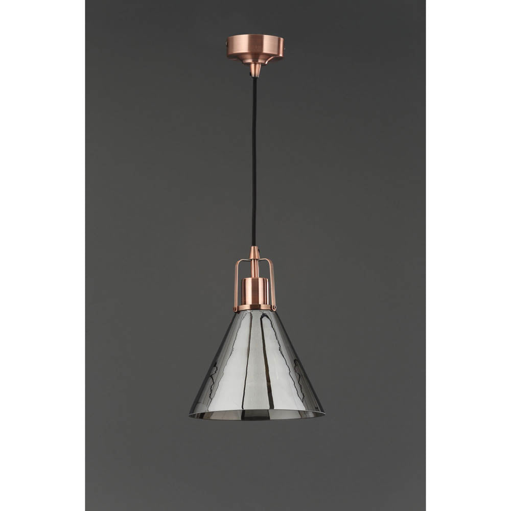 Dafyd Ceiling Light Pendant Copper Smoke Glass Modern Bedroom Lounge E27 42W - Image 3