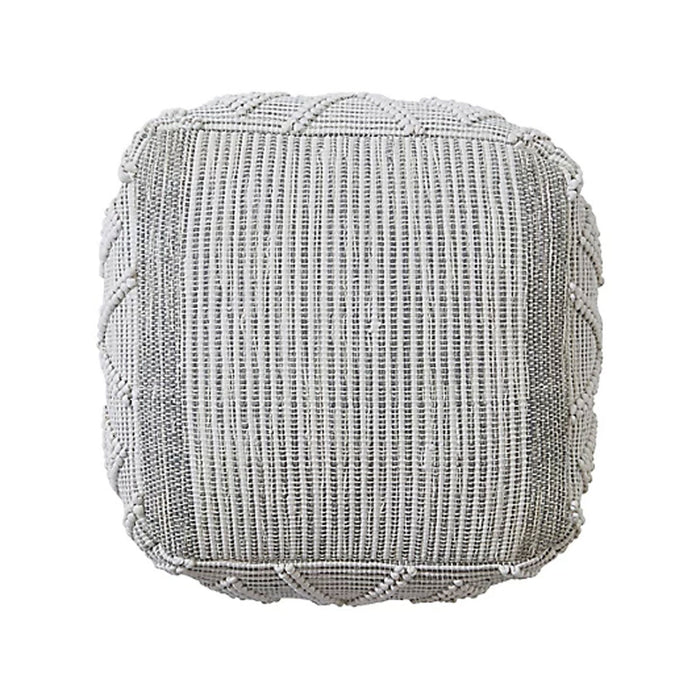 Pouffe Footstool Grey Square Crochet Stitch Bean Bag Seat Indoor Outdoor 50x50cm - Image 2