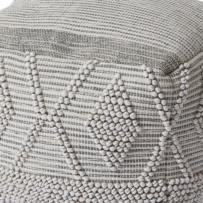 Pouffe Footstool Grey Square Crochet Stitch Bean Bag Seat Indoor Outdoor 50x50cm - Image 5