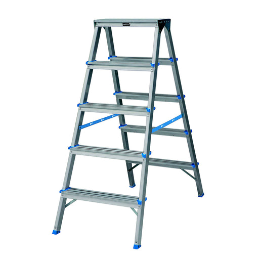 Mac Allister 5 tread Aluminium Step Ladder Non-slip Feet Rungs H108cm - Image 1