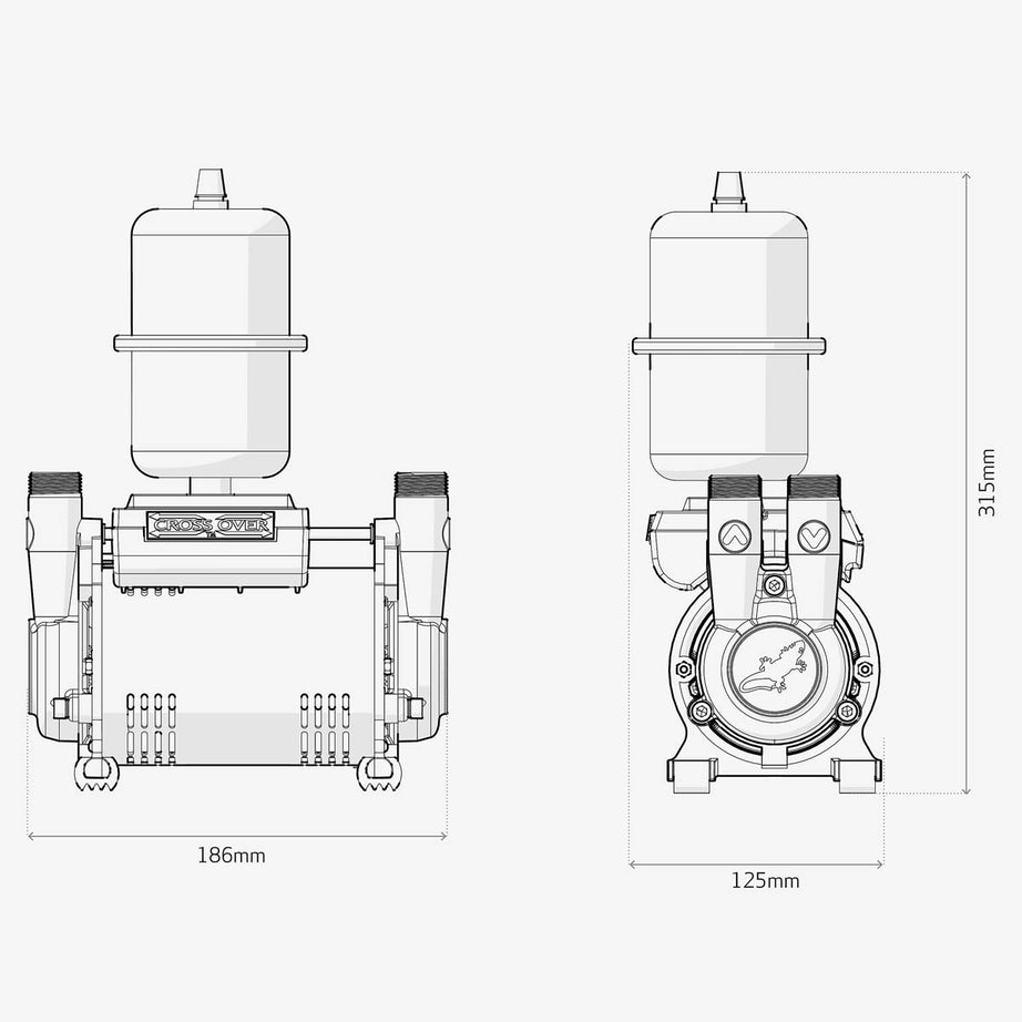 Salamander Shower Pump Twin Brass CT Force 20TU 2 Bar (H)315mm (W)125mm (L)186mm - Image 2